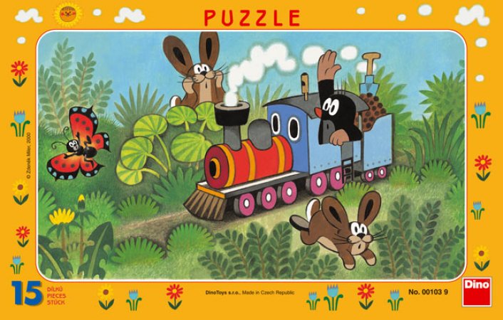 Dino Puzzle deskové - Krtek a lokomotiva - 15 dílků