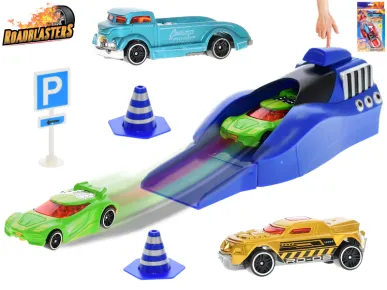 Mikro trading Roadblasters sada vystřelovacích aut a dopravní značky - 2 barvy