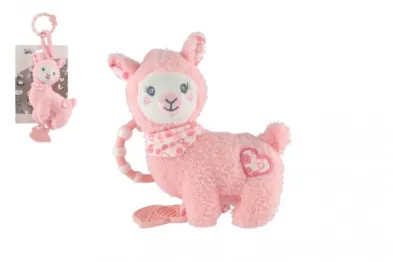 Teddies Lama - natahovací hrací strojek - 13 x 17 cm - růžová