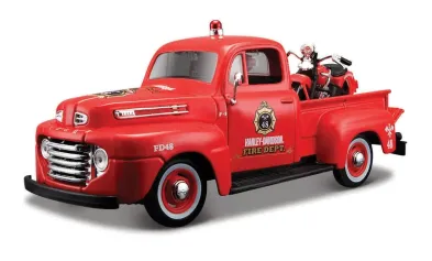 Maisto Sestavený kovový model auta Harley-Davidson Custom, 1948 Ford F-1 Pick up + 1936 EL Knucklehead