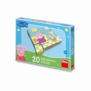 Dino PEPPA PIG: VESELÝ DEN - Dřevěné licenční kostky - 20 ks