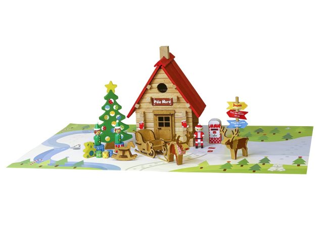 Jeujura Dřevěná stavebnice - Vánoční chata - 90 dílů