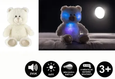 Teddies Snílek medvěd - 40 cm - se světlem a zvukem - bílá