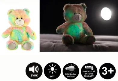 Teddies Snílek medvěd - 40 cm - se světlem a zvukem - duhová