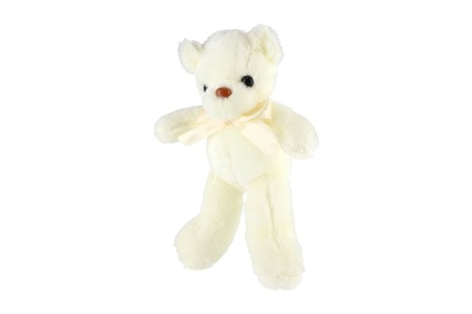 Teddies Medvěd s mašlí - 30 cm - bílá