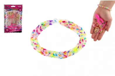 Teddies Udělej si svůj náramek - gumičky 200 ks + náčiní - duhová