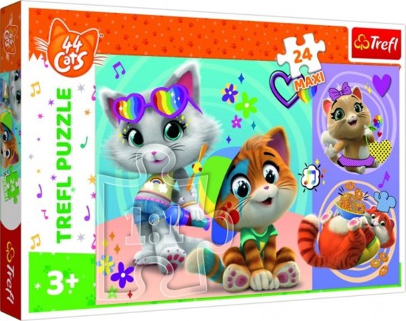 Trefl Puzzle - 44 Cats: Šťastné kočky - 24 MAXI dílků