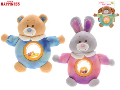 Mikro trading Baby Happiness - Zvířátko plyšové - 17 cm - v oblečku s chrastítkem