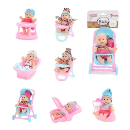 Teddies Panenka / miminko s doplňky - 11 cm - pevné tělo