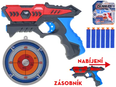 Mikro trading Pistole - 21 cm - s pěnovými náboji 6 ks a terčem