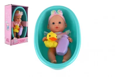 Teddies Panenka miminko - 26 cm - s vaničkou s doplňky