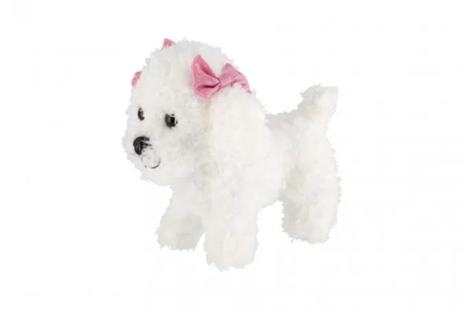 Teddies Pes stojící s mašlemi - 21 cm - bílá