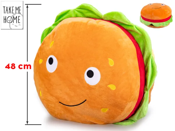 Mikro trading Take Me Home - Hamburger plyšový - 48 cm - s obličejem