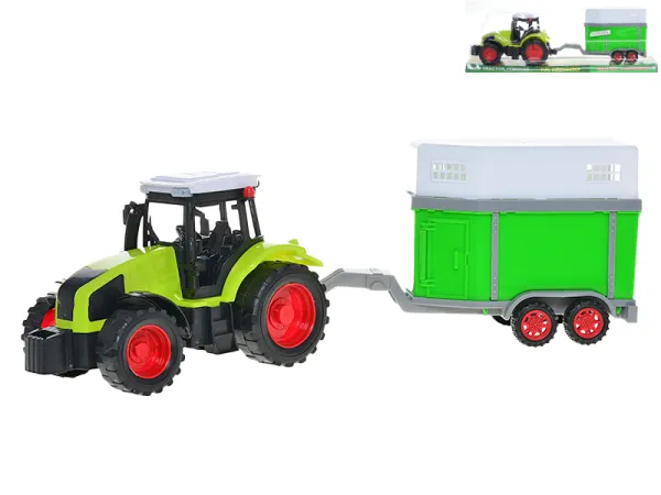 Mikro trading Traktor s přepravníkem pro koně - 36 cm - na setrvačník