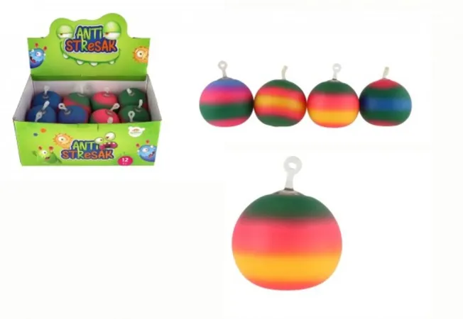Teddies Míček - antistresový mačkací silikon - 11 cm - duhový mix barev