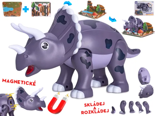 Mikro trading Dinosaurus Triceratops - 28 cm - magnetický s doplňky - 2 ks