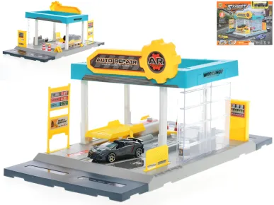 Mikro trading Stavebnice - Autoservis - 24 ks - s autem na volný chod s doplňky
