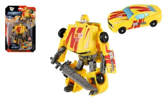 Teddies Transformer AUTO / ROBOT - 14 cm - žlutá