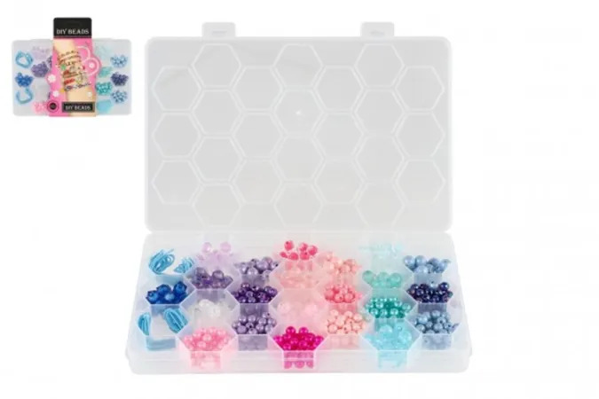 Teddies Korálky plastové barevné - se šňůrkou
