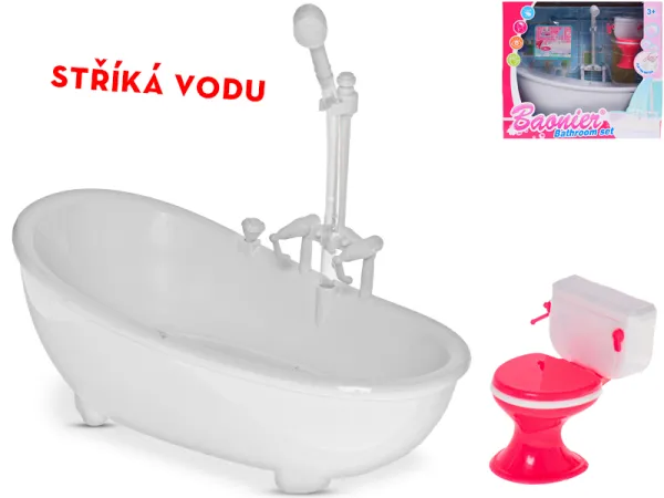 Mikro trading Vana na baterie stříkající vodu - 21 cm - s toaletou