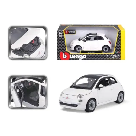 Bburago Sestavený kovový model auta Fiat 500 (2007) White