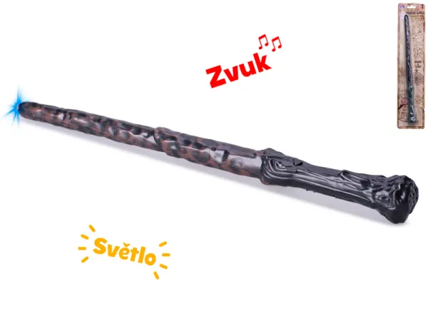 Mikro trading Hůlka kouzelnická - 36 cm - hnědá - se světlem a zvukem