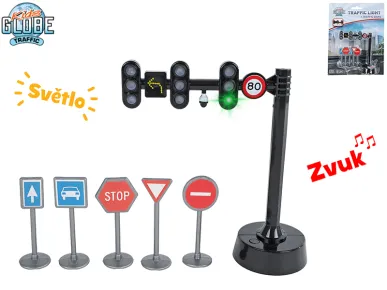 Mikro trading Sada dopravních značek se semaforem - 11,5 cm - se světlem a zvukem
