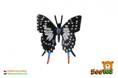 Teddies Motýl tropický Papilio/otakárek černo-šedivý - zooted - 6 cm