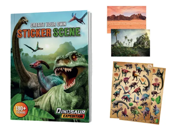 Mikro trading Kniha samolepek A4 s dinosauřími motivy - 10 listů