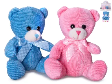 Mikro trading Medvídek plyšový - 12 cm - sedící s mašlí - 2 barvy