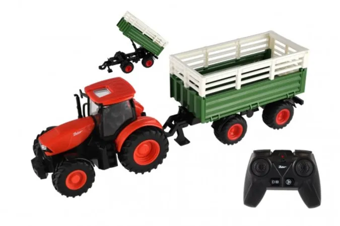 Teddies RC traktor Zetor s vlekem - 42 cm - dobíjecí pack + baterie