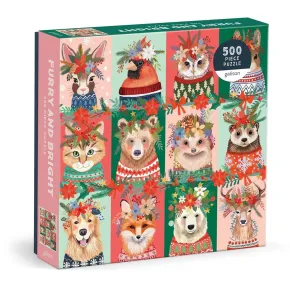 Galison Puzzle - Vánoční chlupáči - 500 dílků