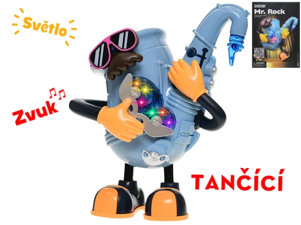 Mikro trading Mr. Rock saxofon - 22 cm - tančící se světlem a zvukem