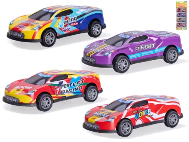 Mikro trading Auto závodní na zpětný chod - 4 ks v krabičce