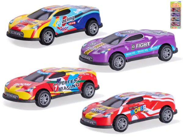 Mikro trading Auto závodní na zpětný chod - 4 ks v krabičce