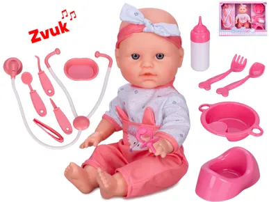 Mikro trading Miminko - 30 cm - tvrdé tělo, čůrající - se zvukem a doplňky