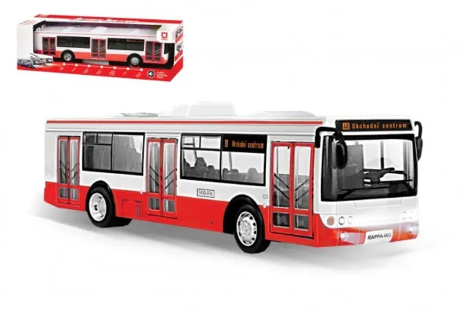 Rappa Autobus česky mluvící - 28 cm - na zpětné natažení, se světem se zvukem - červená
