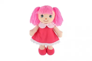 Teddies Panenka Mazlinka s růžovými vlásky - 31 cm - látková