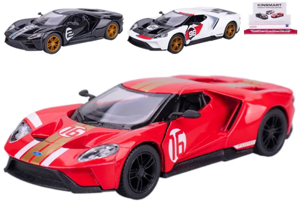 Mikro trading Sestavený kovový model auta Ford GT Heritage Edition na zpětný chod