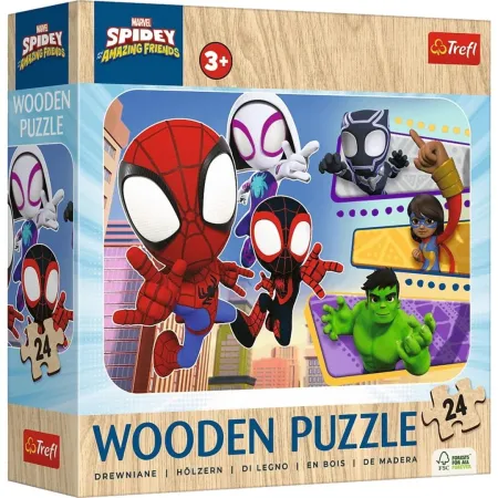 Trefl Puzzle dřevěné - Marvel: Spiderman a jeho úžasní přátelé - 24 dílků