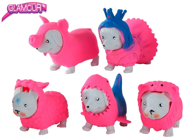 Mikro trading Glamour - Pejsek strečový v oblečku - 8,5 cm