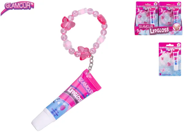 Mikro trading Glamour - Lesk na rty s přívěskem - 12 ml - malinová příchuť