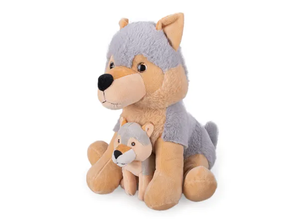 Mikro trading Pes HUSKY plyšový - 25 cm - sedící  s mládětem