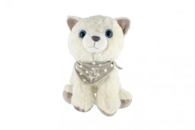 Teddies Kočička sedící se šátkem plyš - 22 cm