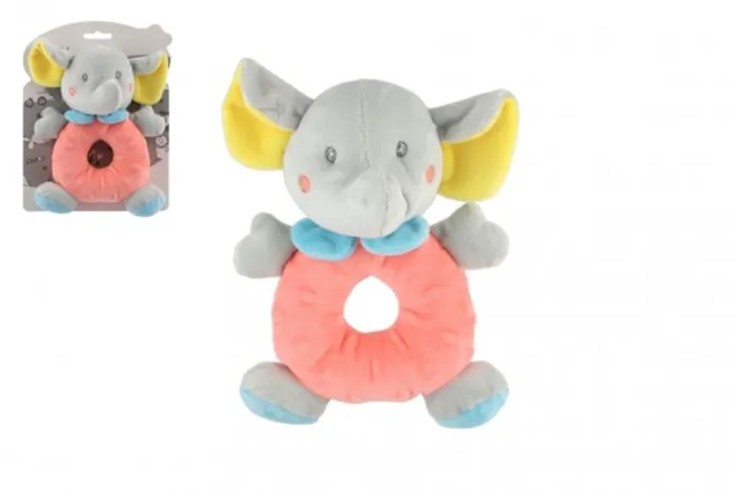 Teddies Chrastítko slon barevný plyš - 14 x 20 cm