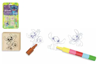 Teddies Lilo & Stitch - Razítka 3+1 s poduškou - dřevěná - s voskovkou