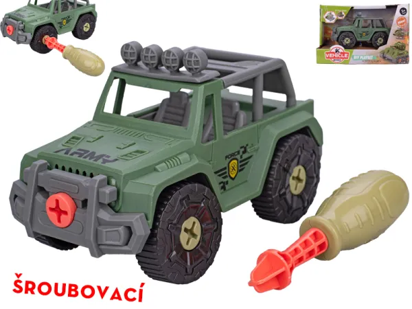 Mikro trading Auto terénní vojenské šroubovací - 13,5 cm - na volný chod