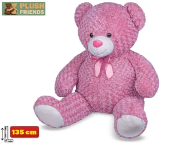 Mikro trading Plush Friends - Medvěd plyšový s mašlí - 135 cm - růžová
