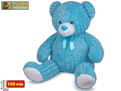 Mikro trading Plush Friends - Medvěd plyšový s mašlí - 135 cm - modrá
