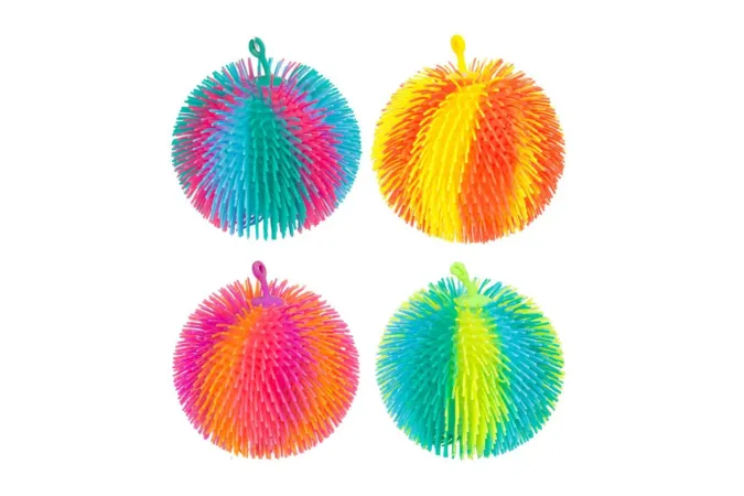 Teddies Míček antistresový mačkací - chlupatý duhový - 15 cm